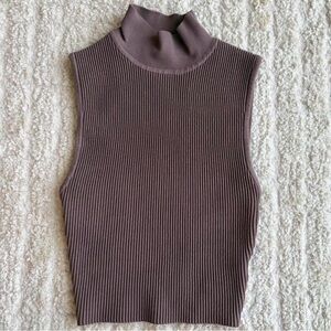 Aritzia Babaton Sculpt Knit ribbed mock neck tank top